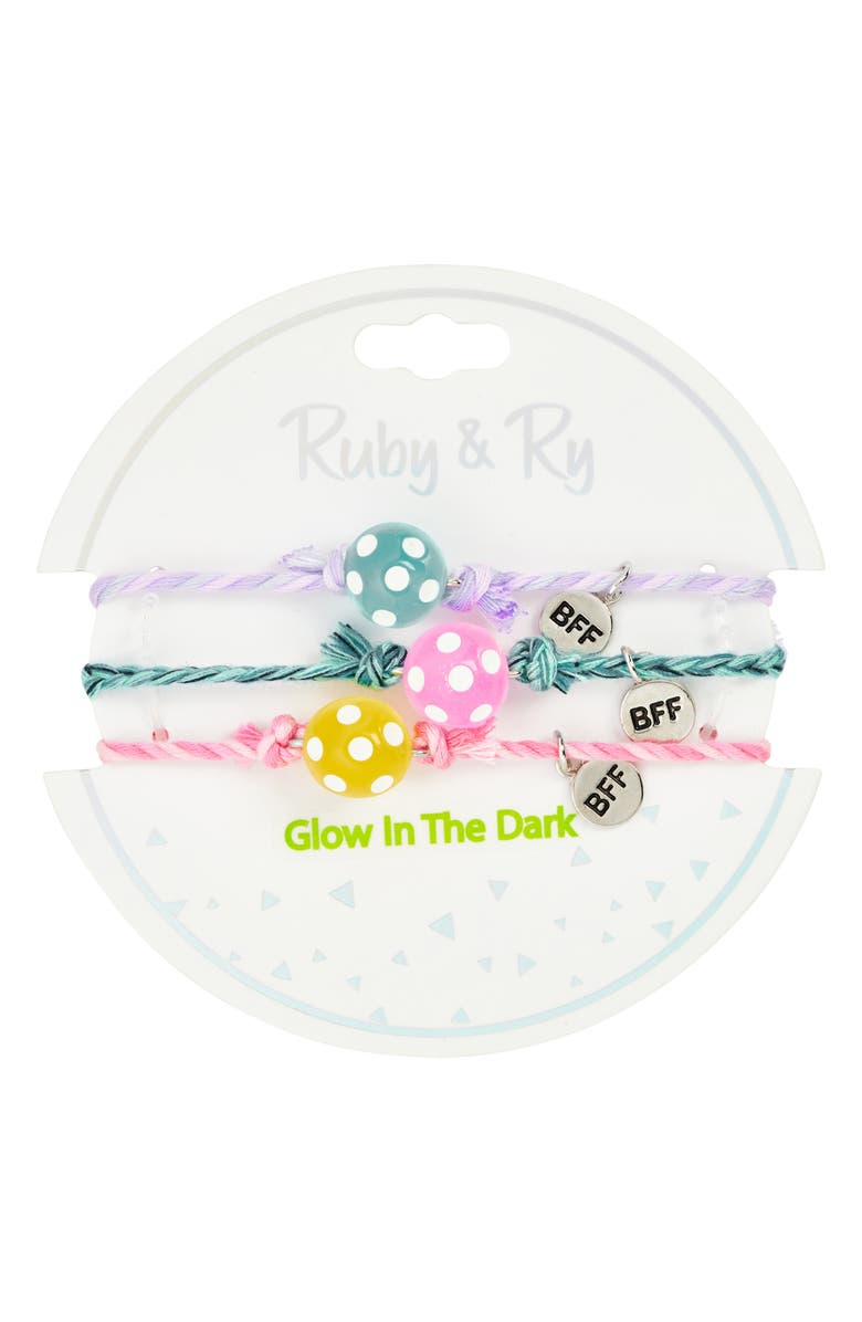 Ruby & Ry Kids' Glow in the Dark Friendship Bracelets, Main, color, Pink Multi