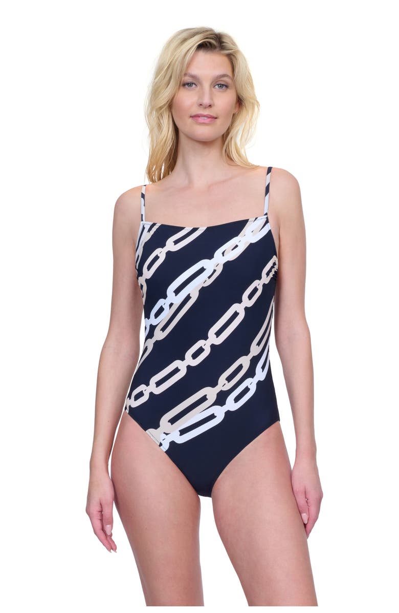 Gottex Bejeweled Lingerie Strap Underwire One Piece, Main, color,