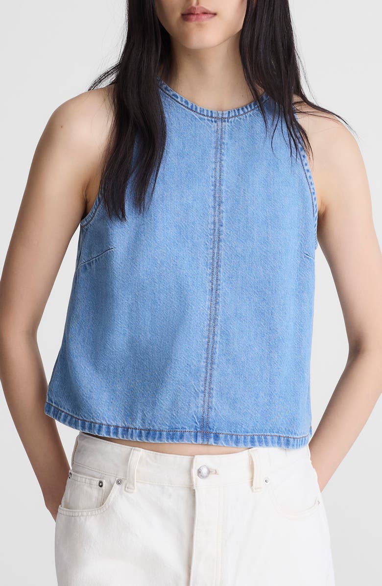 Madewell Airy Denim Shell Top, Main, color, Clean Soft Sky