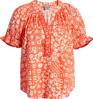 Wit & Wisdom Print Puff Sleeve Top