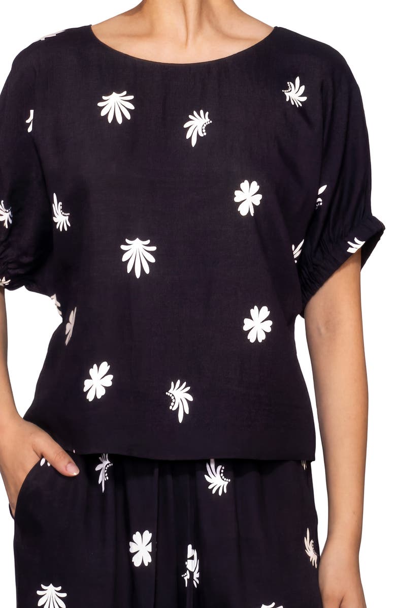 MELLODAY Floral Print Short Sleeve Top, Alternate, color, 