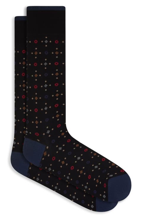 Dot Cotton Blend Dress Socks