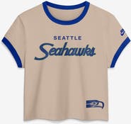 Nike Women's Nike Beige Seattle Seahawks Rewind Ringer Mod Cropped T-Shirt