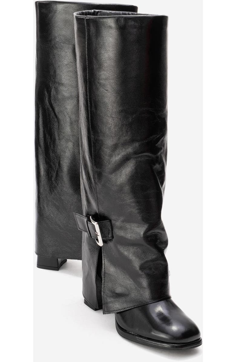 Forever & Always Shoes Lojo Leather Block Heel Boot, Main, color, Black Patent