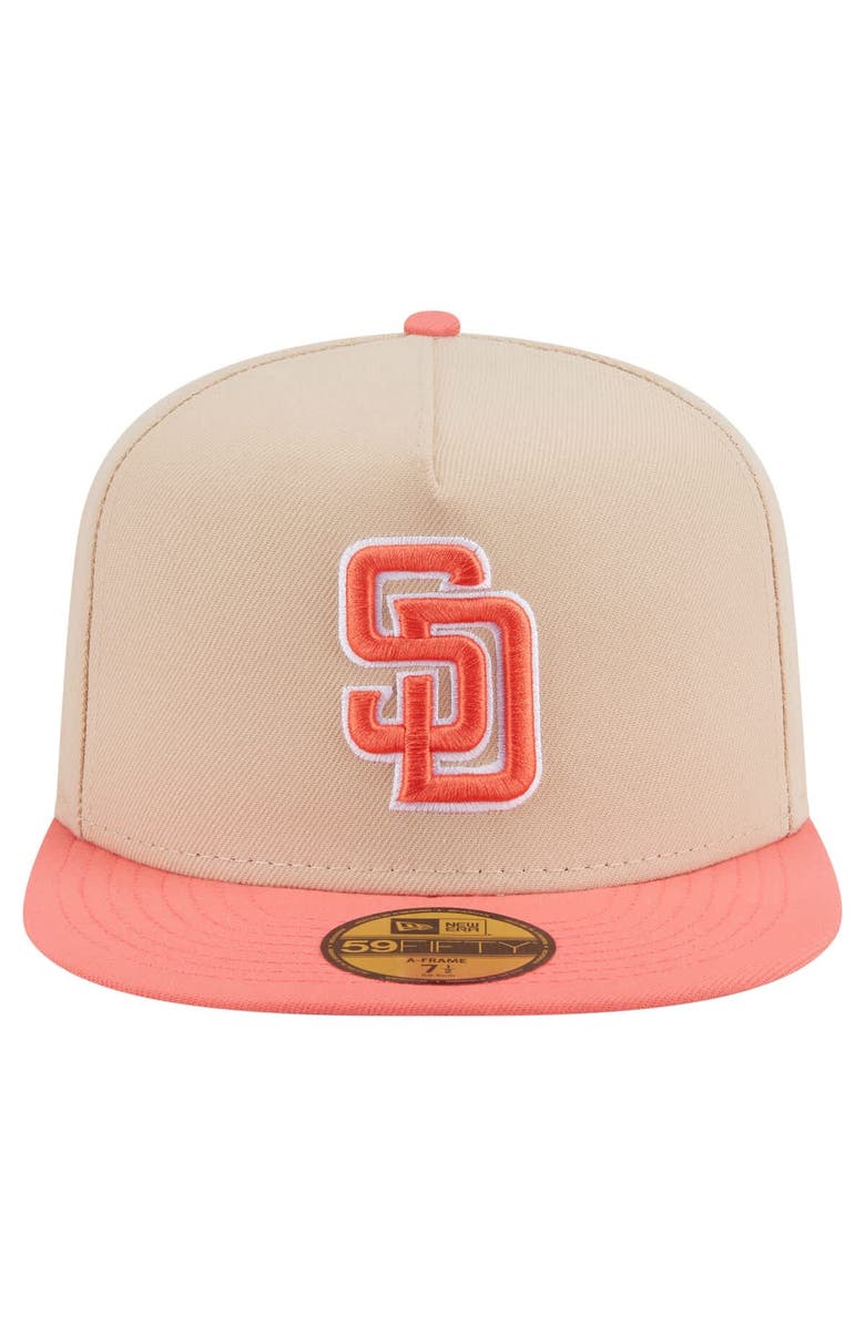 New Era Men's New Era Light Beige/Coral San Diego Padres Two-Tone Color Pack A-Frame 59FIFTY Fitted Hat, Alternate, color, 