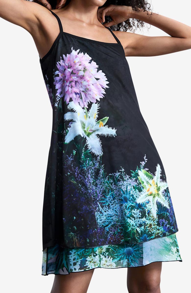 Desigual Floral Print Reversible Dress, Alternate, color, 