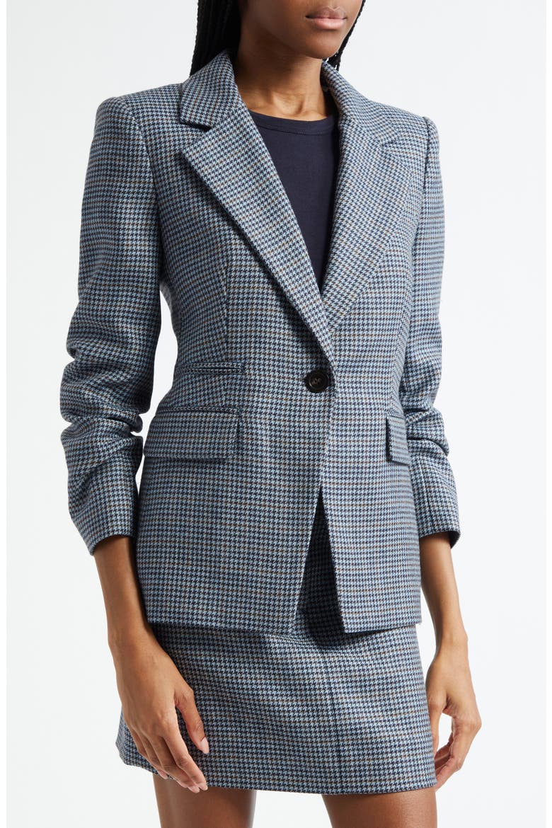 Battista Houndstooth Check Virgin Wool Jacket with Hooded Dickey, Alternate, color, NAVY/BLUE RIVER MULTI
