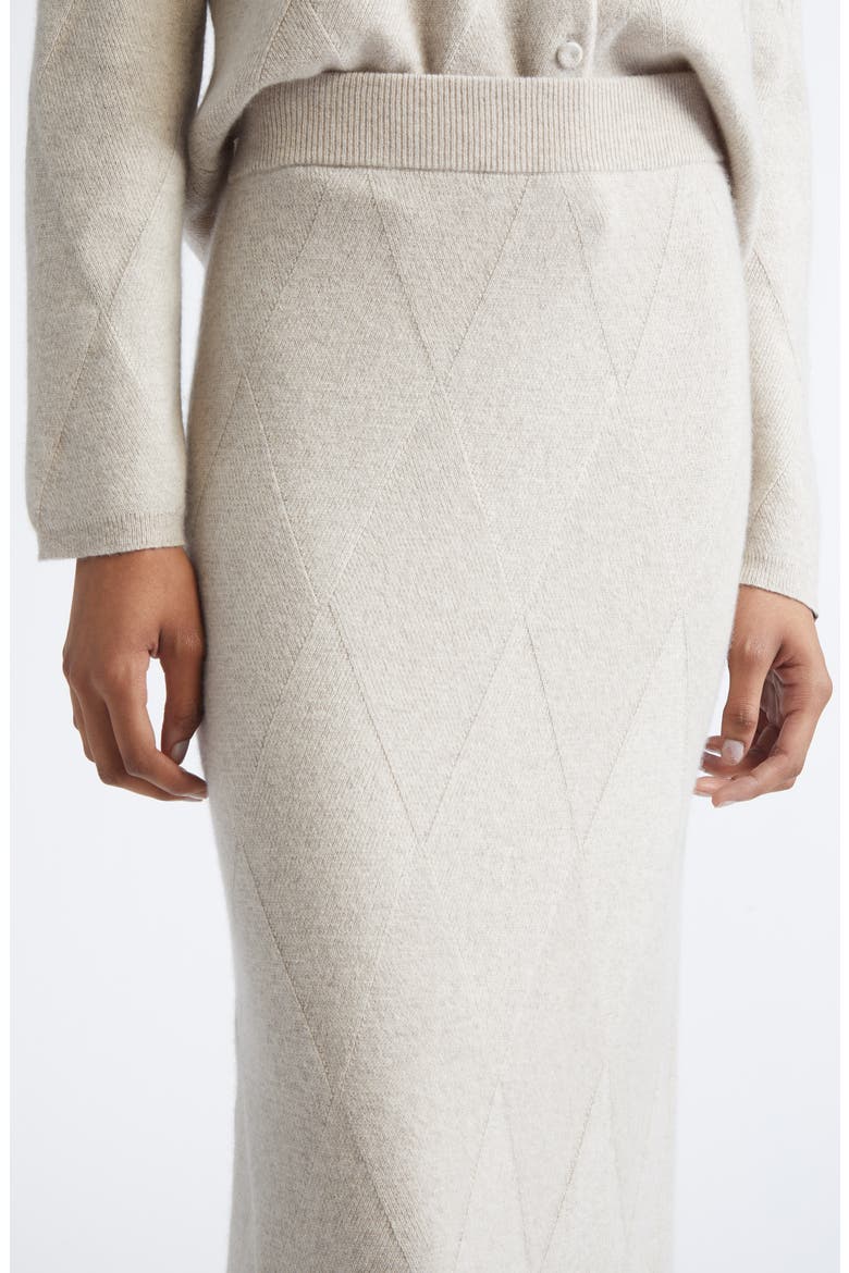 Diamond Stitch Cashmere Midi Sweater Skirt, Alternate, color, BEIGE