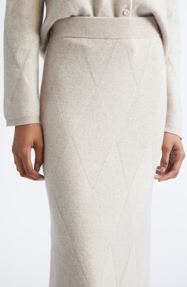 Max Mara Diamond Stitch Cashmere Midi Sweater Skirt, Alternate, color, Beige