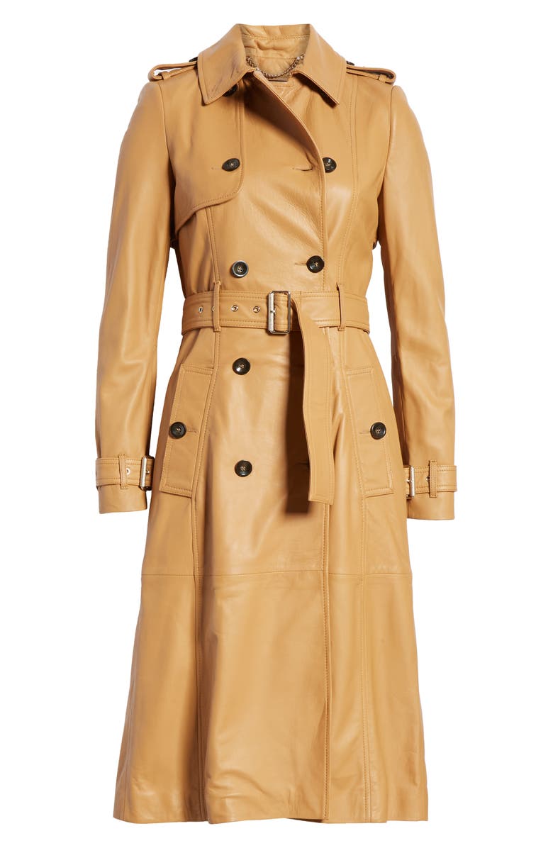 Karen Millen Leather Trench Coat, Alternate, color,