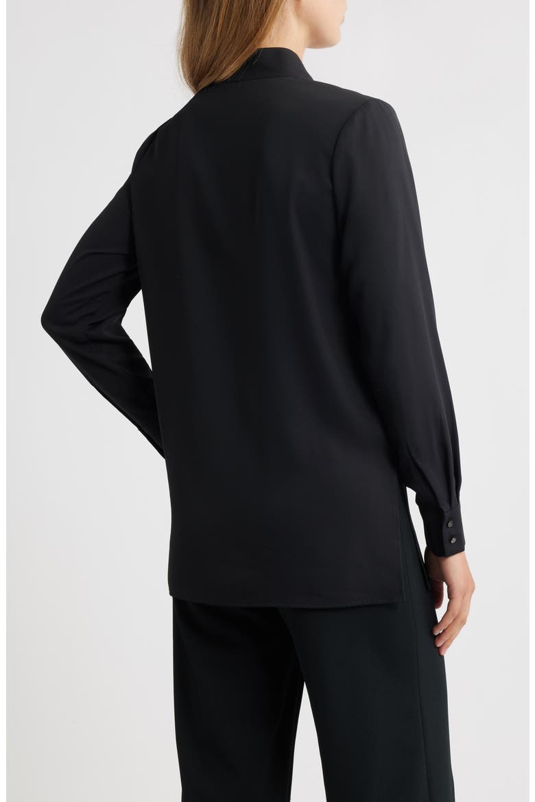 Embroidered Crêpe de Chine Stand Collar Tunic, Alternate, color, BLACK/ WHITE
