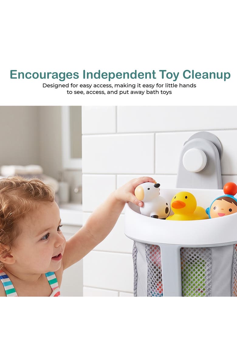 Mesh Hanging Bath Toy Storage Organizer with Suction Cup, Alternate, color, Grey