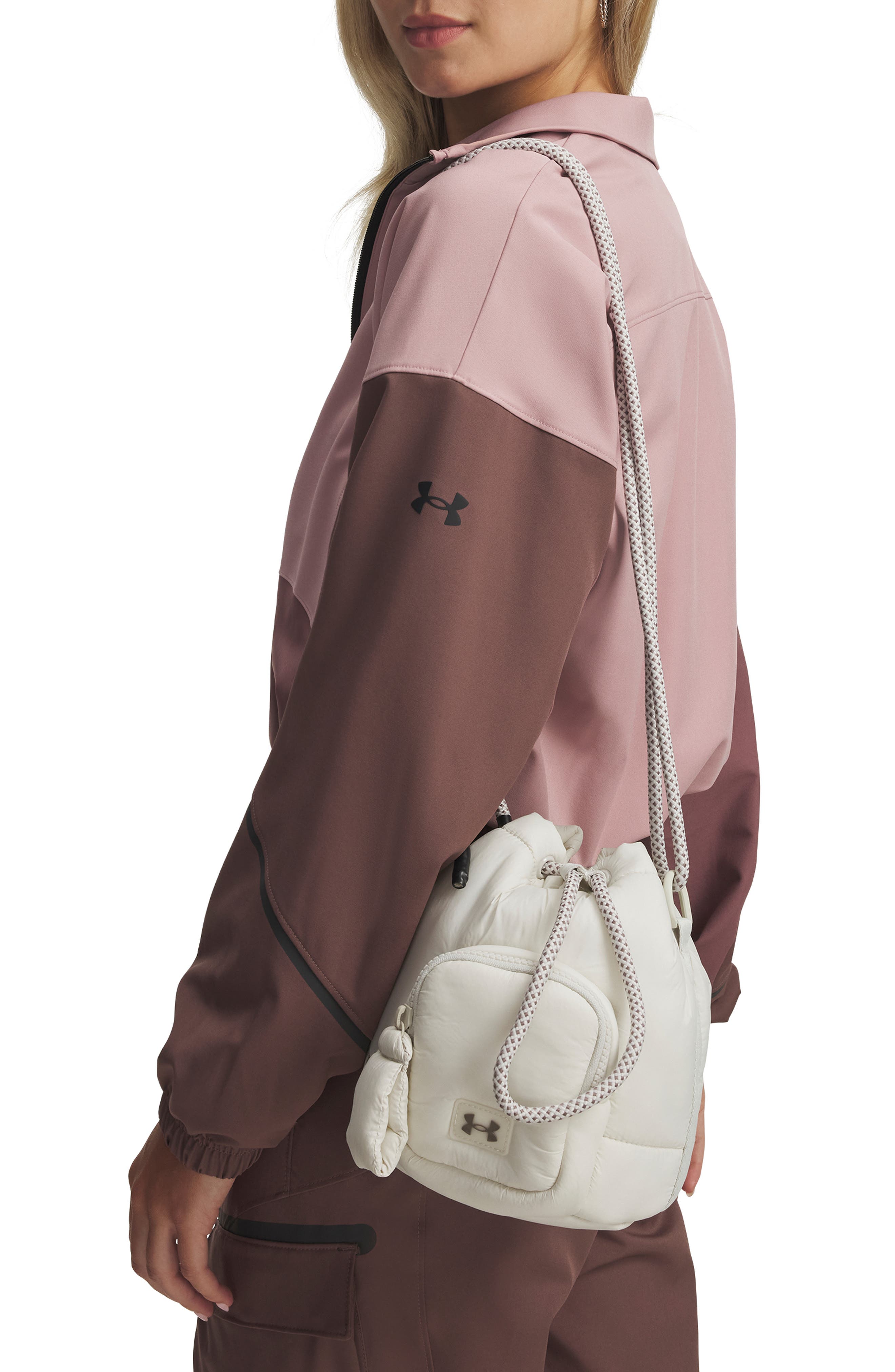 UA Studio Water Resistant Puffer Bucket Bag, Alternate, color, SUMMIT WHITE