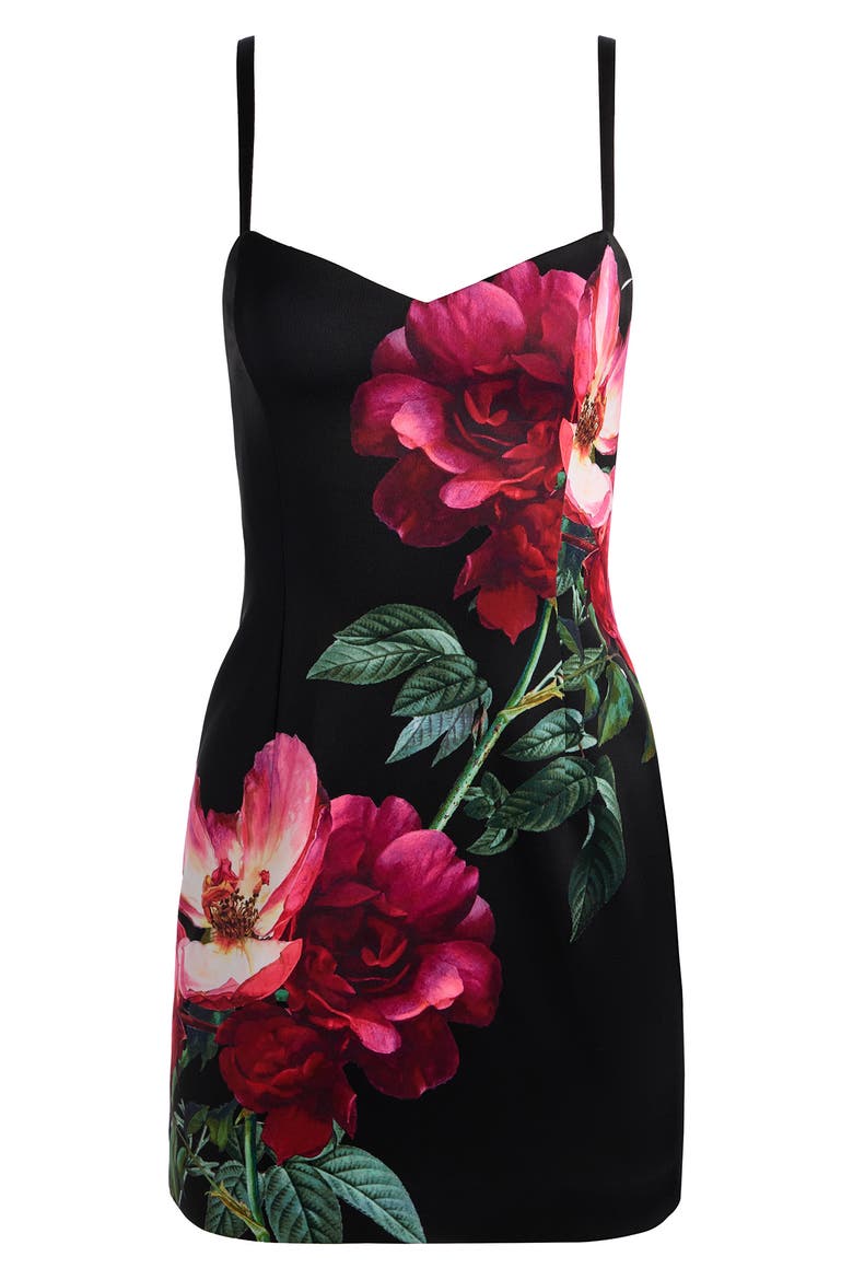 Nina Placed Floral Minidress, Alternate, color, EMPRESS BLOOM BLACK