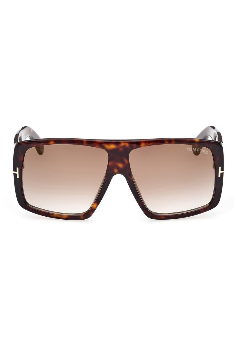 60mm Gradient Square Sunglasses, Main, color, DARK HAVANA / GRADIENT BROWN