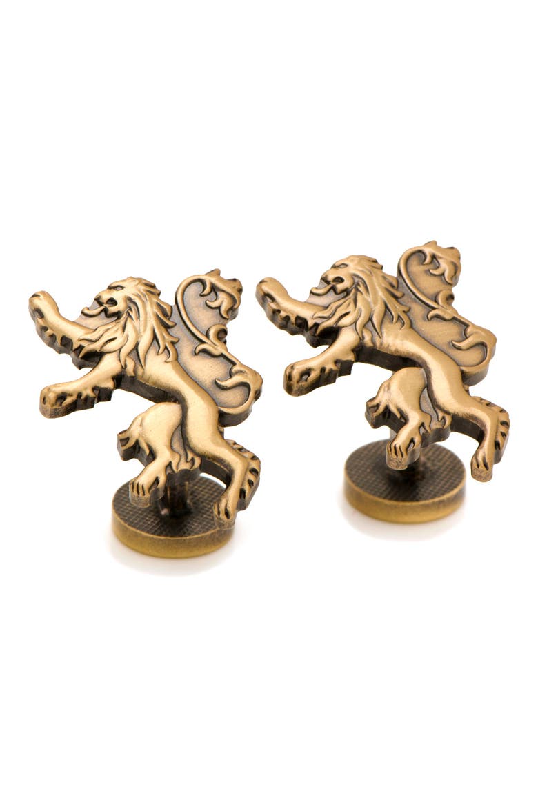 Lannister Lion Cuff Links, Main, color, GOLD