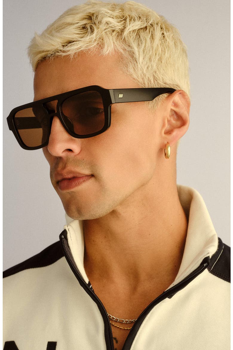 Subzero 54mm Polarized Aviator Sunglasses, Alternate, color, BLACK / BROWN MONO POLARIZED