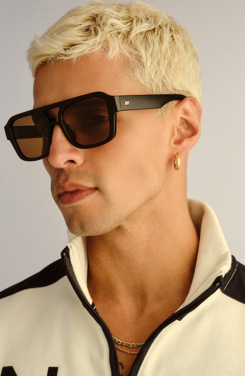 Le Specs Subzero 54mm Polarized Aviator Sunglasses, Alternate, color, Black / Brown Mono Polarized