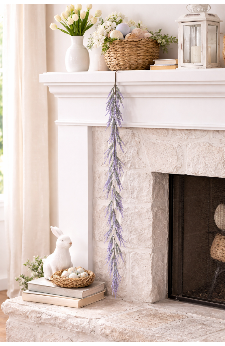 Gallerie II Lavender Flowers Decorative Easter Garland 59", Alternate, color, Purple