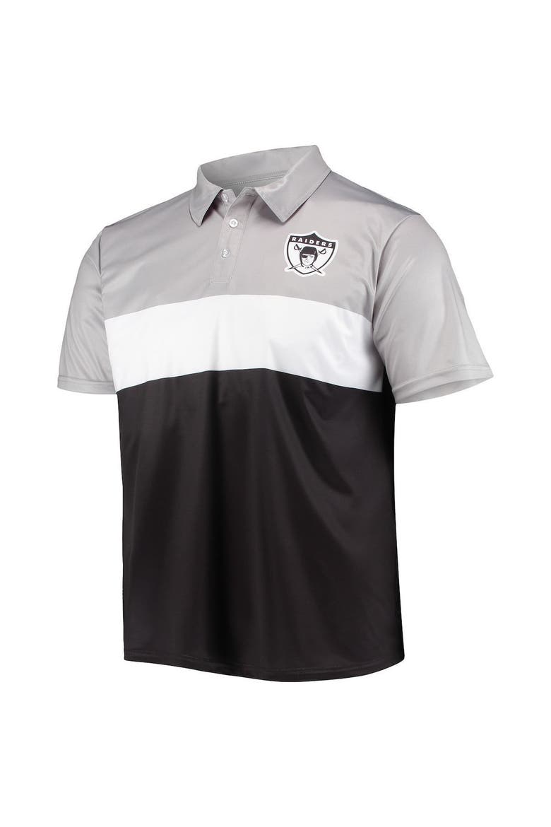 Men's FOCO Silver/Black Las Vegas Raiders Retro Colorblock Polo, Alternate, color, Gray