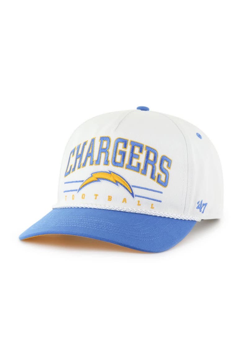 Men's '47 White/Powder Blue Los Angeles Chargers Roscoe Two-Toned Hitch Adjustable Hat, Main, color, White