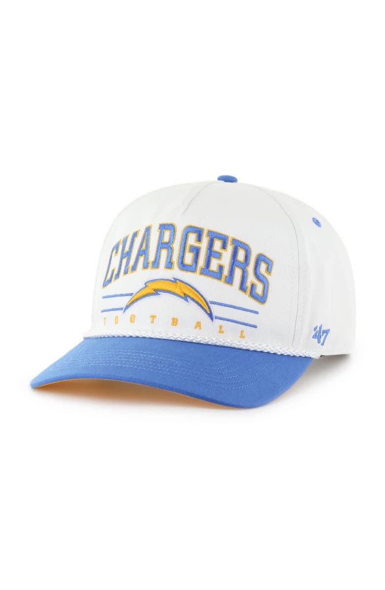 '47 Men's '47 White/Powder Blue Los Angeles Chargers Roscoe Two-Toned Hitch Adjustable Hat, Main, color, 