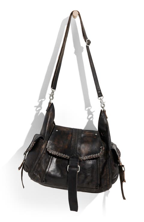 We The Free Leigh Distressed Leather Hobo Bag