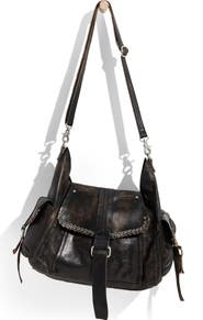 Free People We The Free Leigh Distressed Leather Hobo Bag