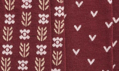 Oroblu Joyful Assorted 2-pack Crew Socks In Burgundy