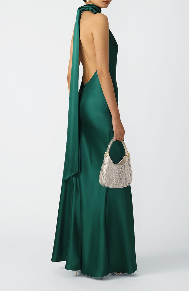 SAU LEE Penelope Satin Gown, Alternate, color, Emerald