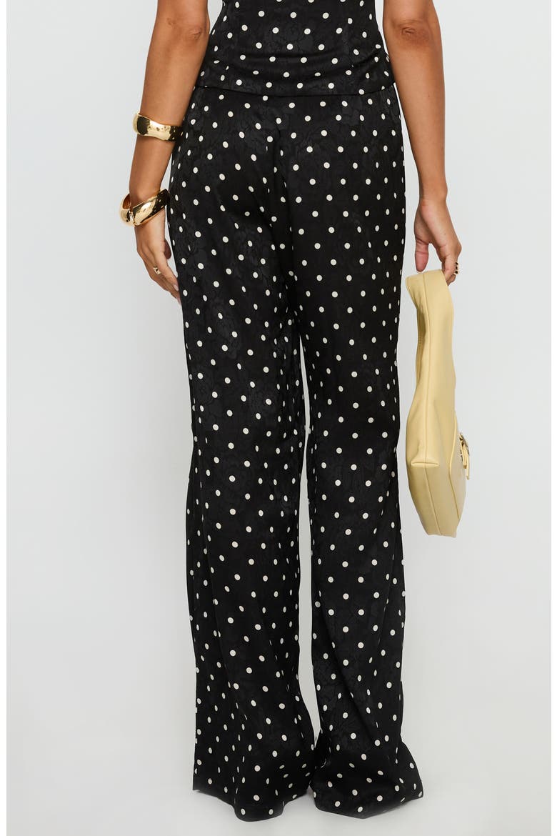 Powdered Sugar Polka Dot Strapless Top & Wide Leg Pants Set, Alternate, color, BLACK POLKA