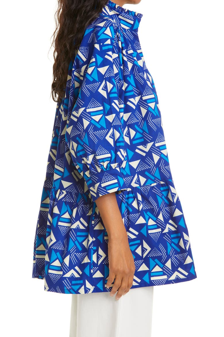 Curator Geo Print Cotton Top (Nordstrom Exclusive), Alternate, color, BLUE/OPTIC WHITE SAMAKAKA