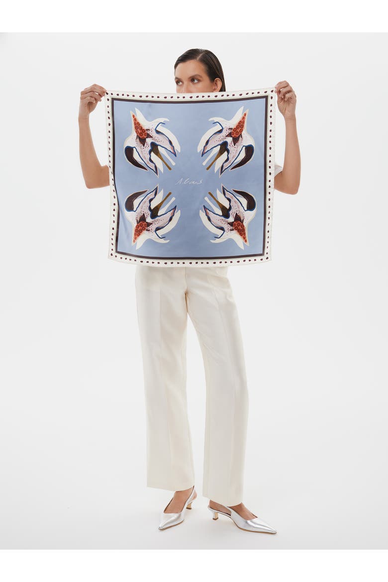 Hand Rolled Floral Print Silk Scarf, Alternate, color, Print 'garden Of Alas'