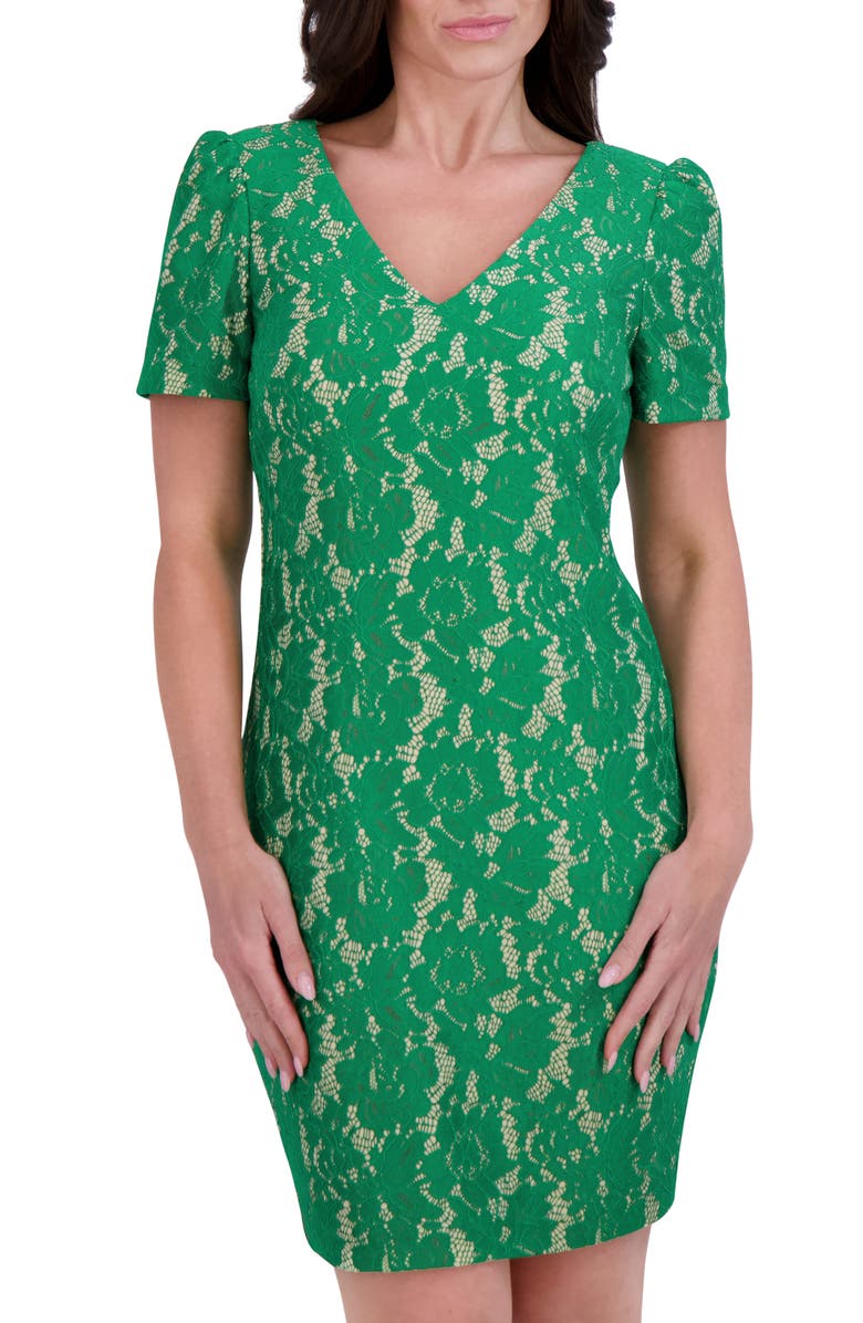 Short Sleeve Lace Sheath Dress