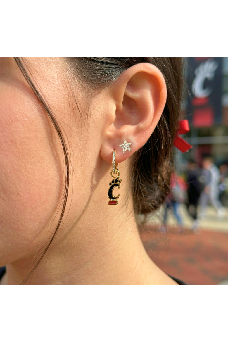 University Of Cincinnati Pennant Pair Earring Set, Alternate, color, Yellow Gold