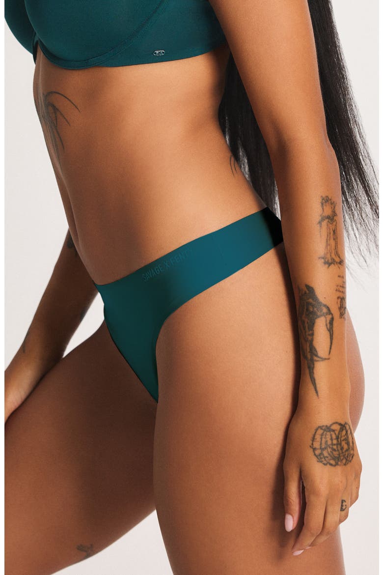 Microfiber No-Show Thong, Alternate, color, GREEN DEMEANOR