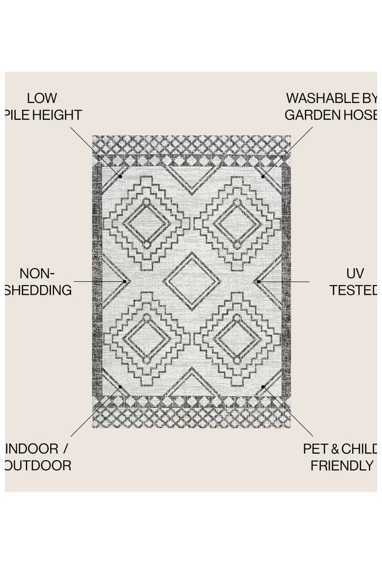 Marokko Diamond  Medallion Indoor/Outdoor Area Rug, Alternate, color, Ivory/Black