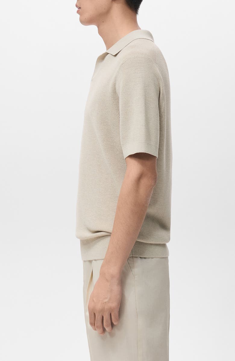 MANGO Structured Knit Polo, Alternate, color, Beige