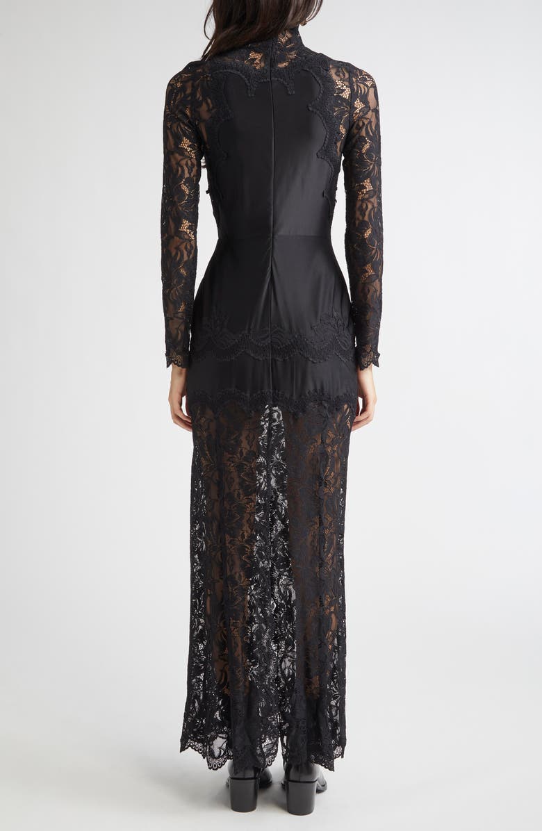 Rabanne Long Sleeve Lace & Jersey Dress, Alternate, color, Black