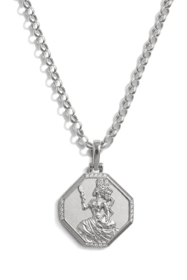 Oshun Goddess Pendant Necklace, Main, color, METALLIC SILVER