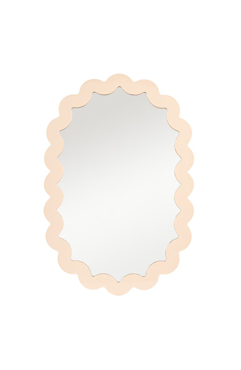 Storied Home Wood Framed Scalloped Wall Mirror, Cream Color, Alternate, color, Cream