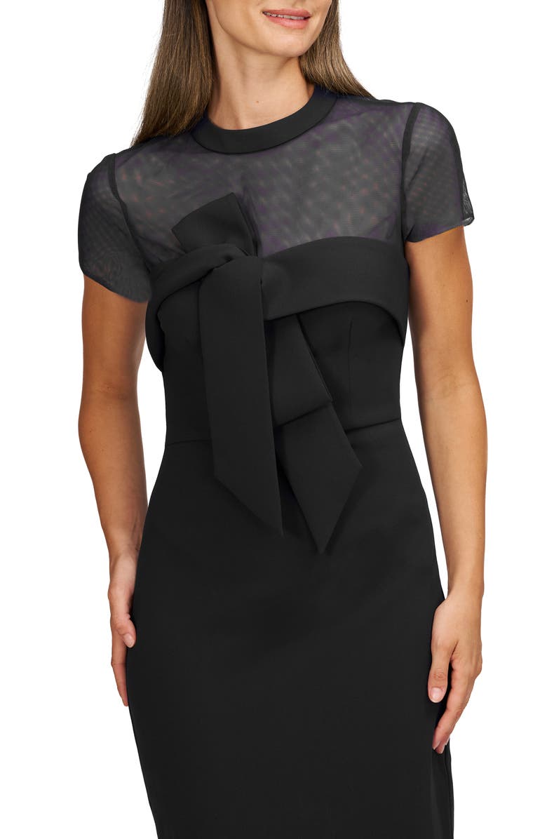 JS Collections Roselle Bow Detail Cocktail Midi Dress, Alternate, color, 