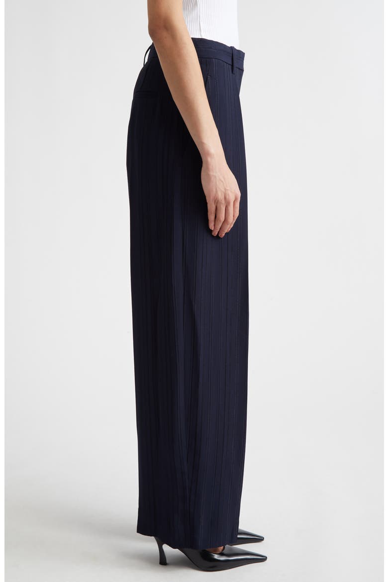 Pleated Wide Leg Trousers, Alternate, color, NAVY