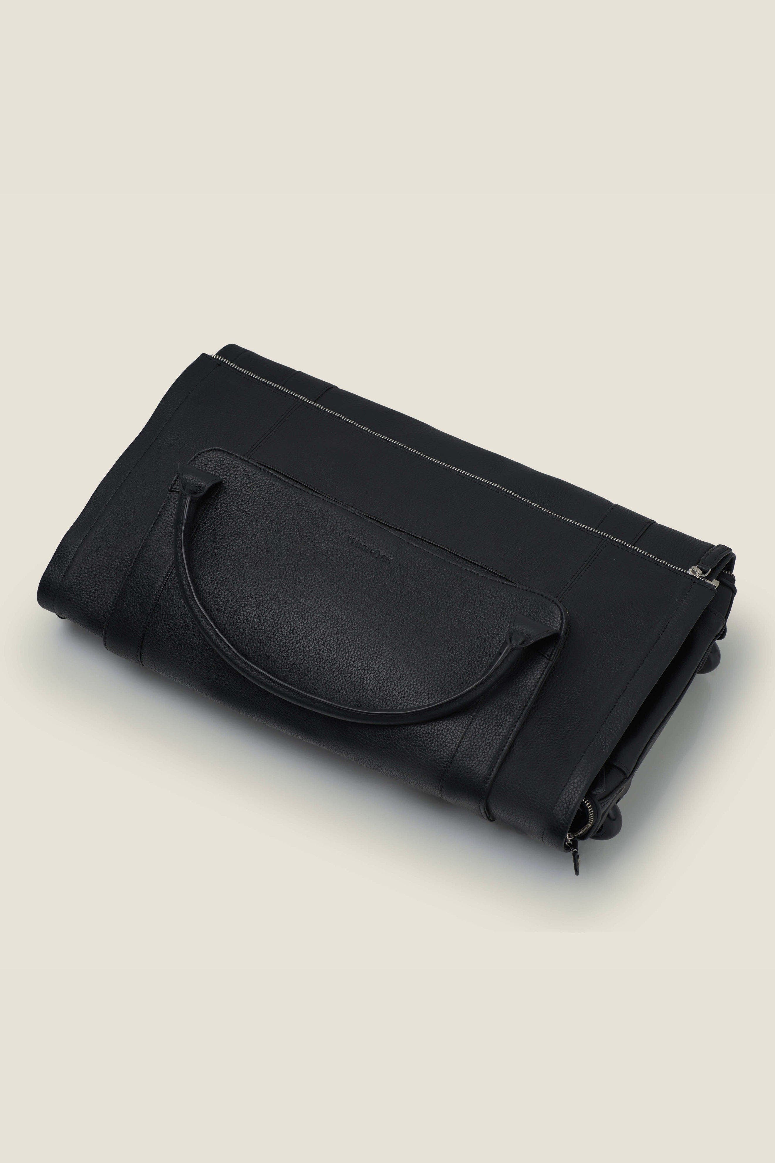 Nova Convertible Rolling Leather Garment Duffle, Alternate, color, Jet Black