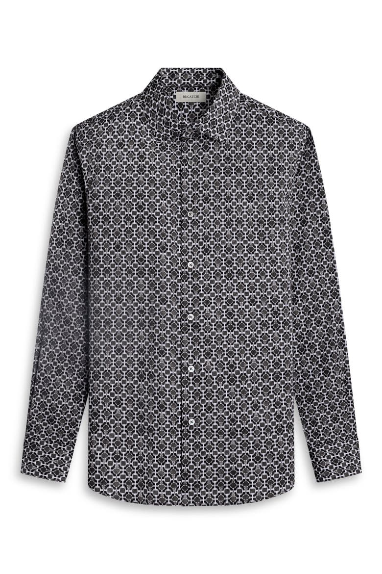 Axel Shaped Long Sleeve Patterned Shirt, Alternate, color, GRAPHITE