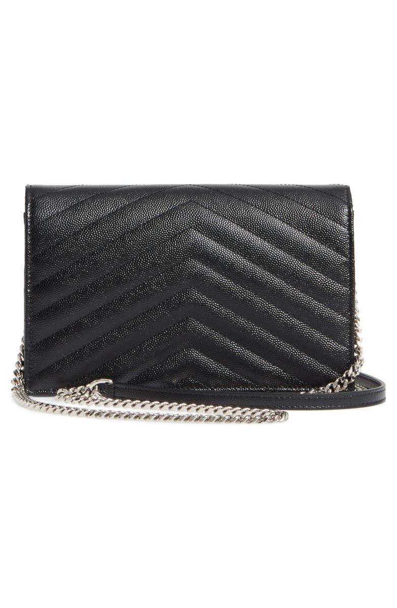 Saint Laurent Monogramme Calfskin Leather Wallet on a Chain, Alternate, color, 