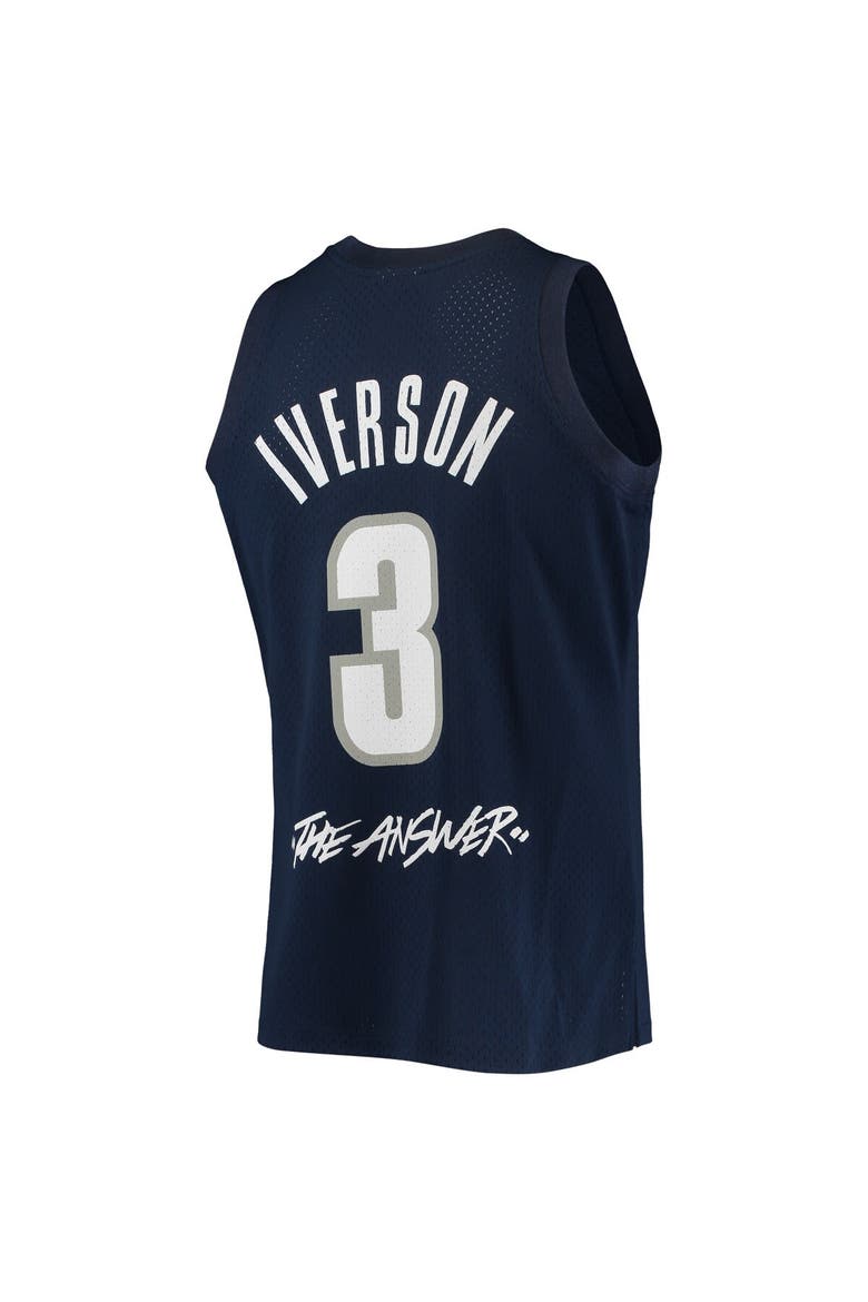 Men's Mitchell & Ness Allen Iverson Navy Georgetown Hoyas The Answer Replica Jersey, Alternate, color, Navy