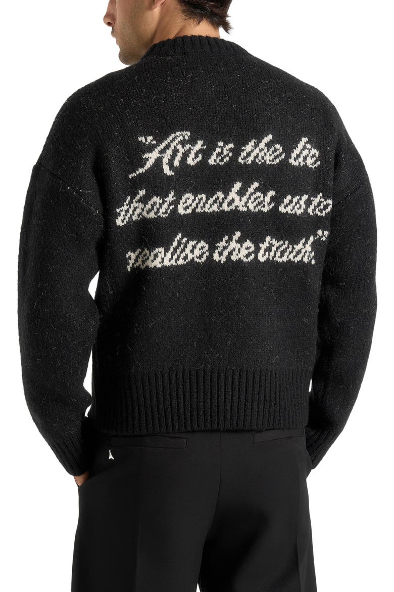 Kamil Art Slogan Brushed Knit Jumper, Alternate, color, Black