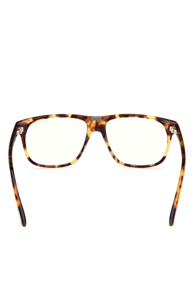 TOM FORD 56mm Pilot Blue Light Blocking Glasses, Alternate, color, Havana / T Logo / Blue Block