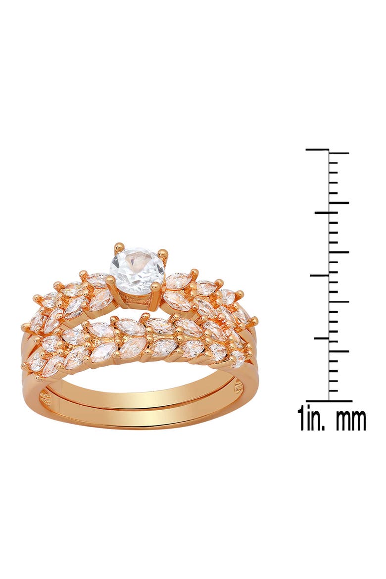 18k Gold Plated Cubic Zirconia Ring Set, Alternate, color, ROSE GOLD
